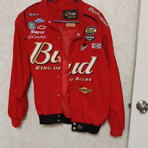 Budweiser Varsity Bomber Jacket Red and Black